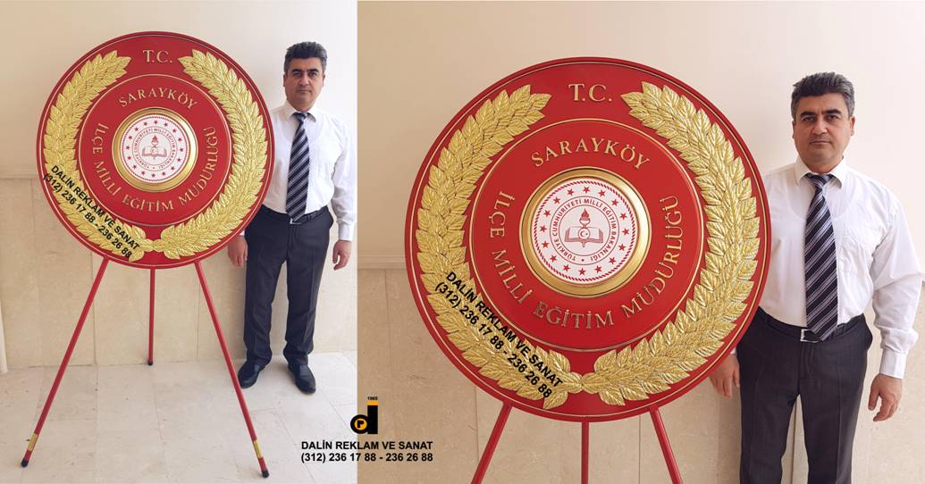 MİLLİ EĞİTİM ÇELENK İLÇE MİLLİ EĞİTİM MÜDÜRLÜĞÜ KABARTMA KIRMIZI METAL ÇELENK